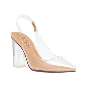 Wild Pair Women's Clear Vinyl Dharma Pointed Toe Block Heel Slingback, Size 5.5M